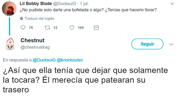 Respuesta en twitter a comentarios de Chico arrestado por acosar a una chica 