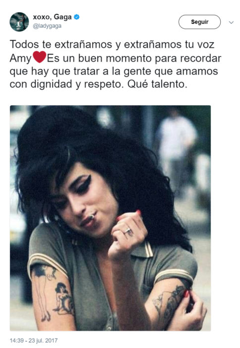 Lady Gaga recordando a Amy Winehouse