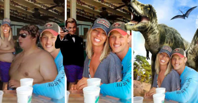 Piden que alguien edite al hombre sin camiseta de su foto de compromiso; Internet los trollea