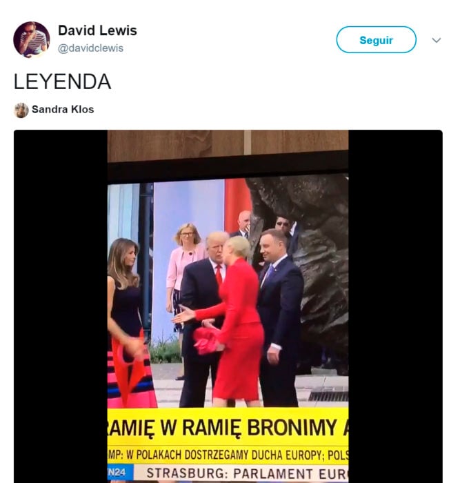 Comentarios en Twitter sobre el gesto de la primera dama polaca a Trump 