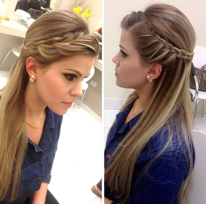 Chica con una trenza de diadema 