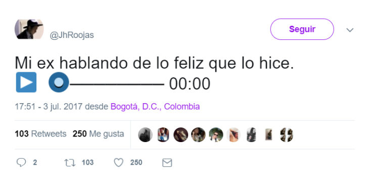 Tweets que relatan lo que es enviar notas de audio 