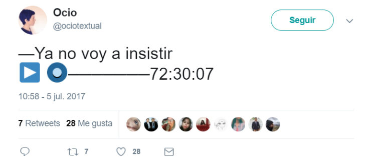 Tweets que relatan lo que es enviar notas de audio 