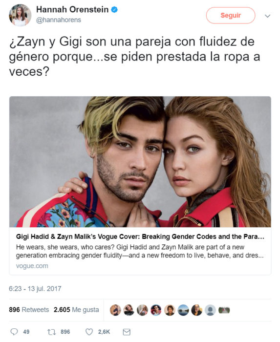 Comentarios en Twitter sobre Gigi Hadid y Zaynk nueva portada vogue 