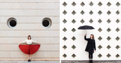 Tierno dúo de viajeros del mundo juegan con el mundo de la arquitectura y el resultado es único