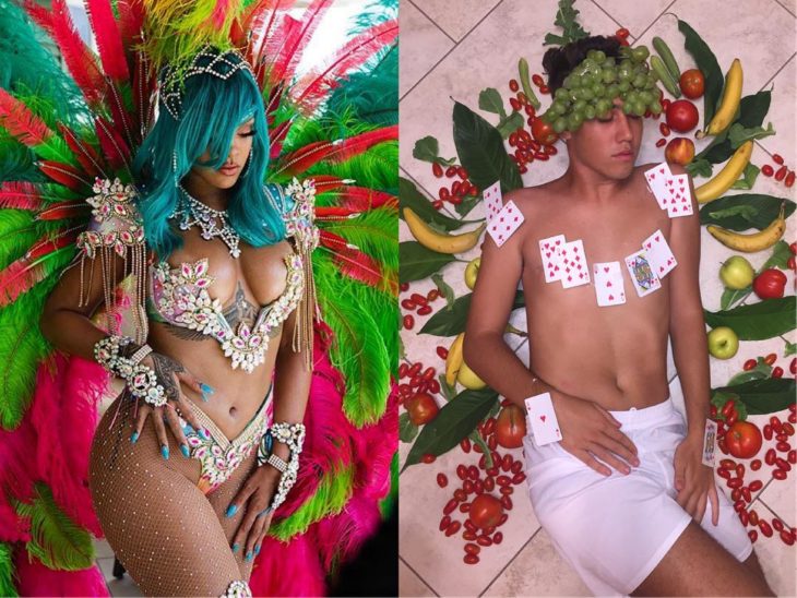 Rihanna parodia con cartas y vegetales