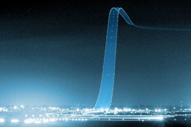 trayectoria de luz de un avion despegando