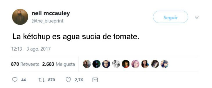 tuit de que la ketchup es agua sucia