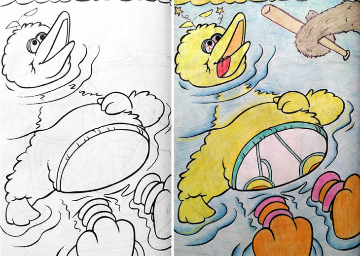 Dibujos coloreados por adultos big bird muerto