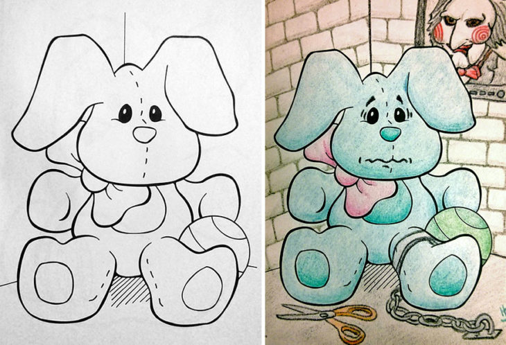 Dibujos coloreados por adultos perrito prisionero