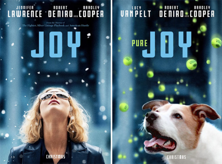 joy póster con perro como protagonista