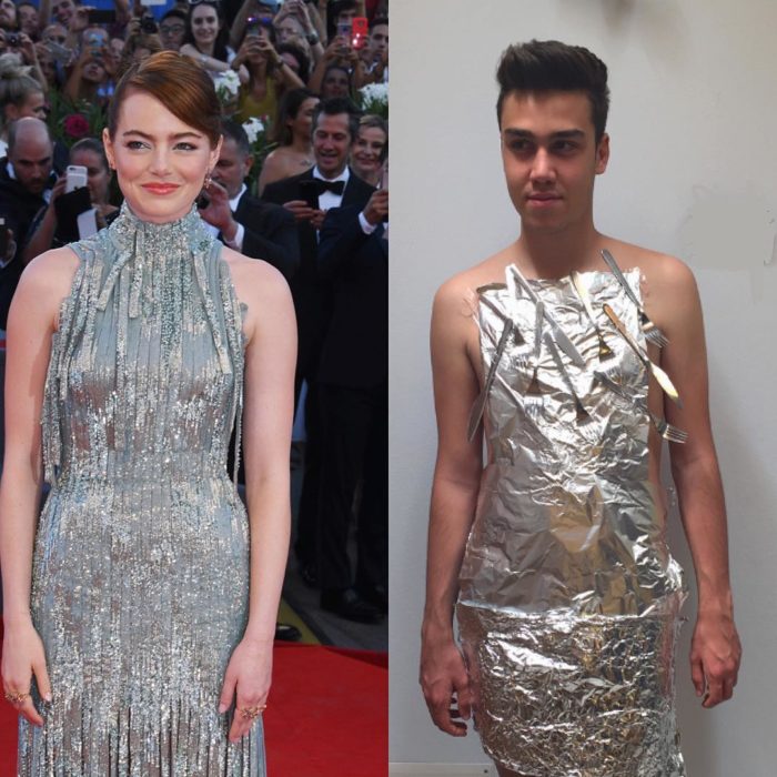 parodia de emma stone en la red carpet