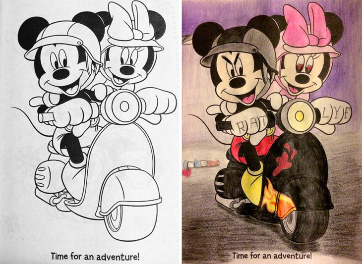 Dibujos coloreados por adultos mickey chico malo