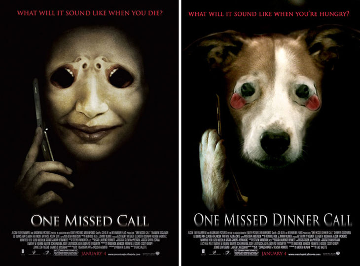 one missed call póster con perro como protagonista