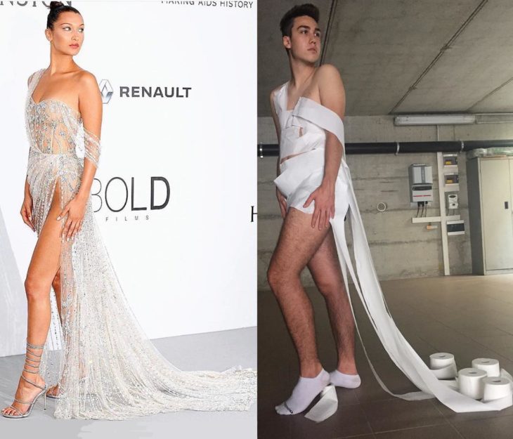 Parodia de Bella Hadid en pasarela