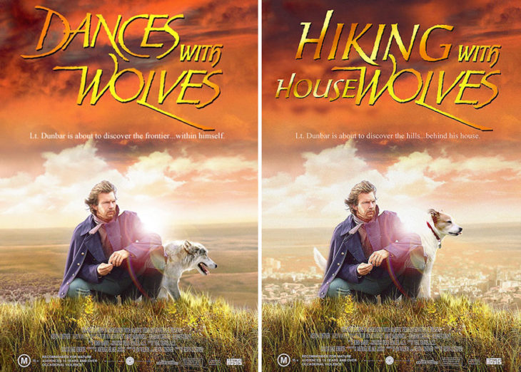 dance with wolves póster con perro como protagonista