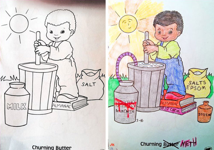 Dibujos coloreados por adultos niño cocinando met