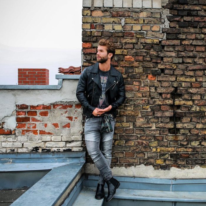 andre hamann chaqueta de cuero jeans