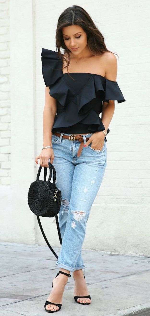 Blusas negras sin hombros outlet