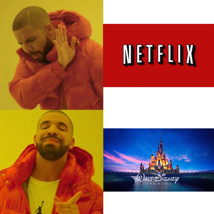 Meme drake acerca de netflix y disney