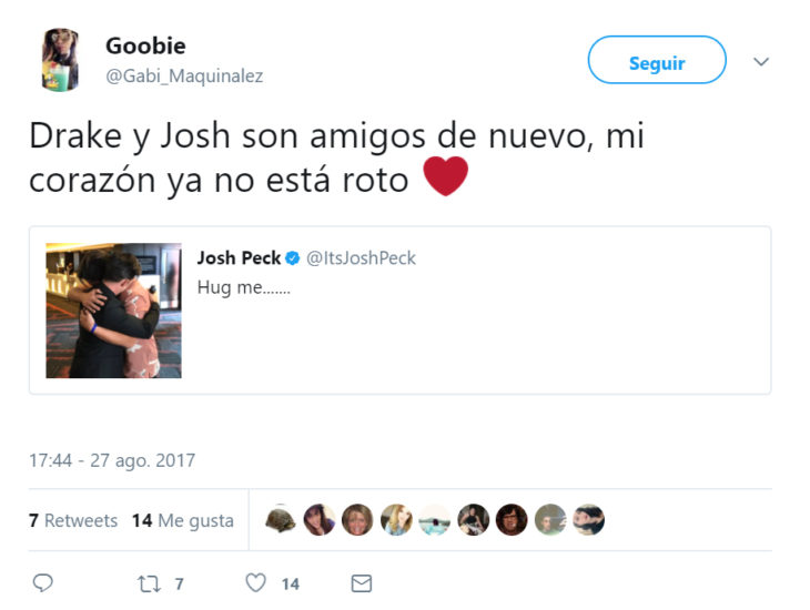 Comentarios en Twitter sobre el reencuentro de Drake y Josh 