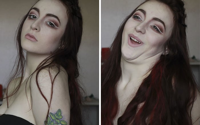 Chicas antes y después de hacer selfies extrañas 