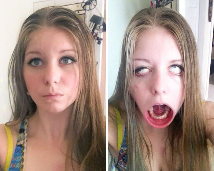 Chicas antes y después de hacer selfies extrañas 
