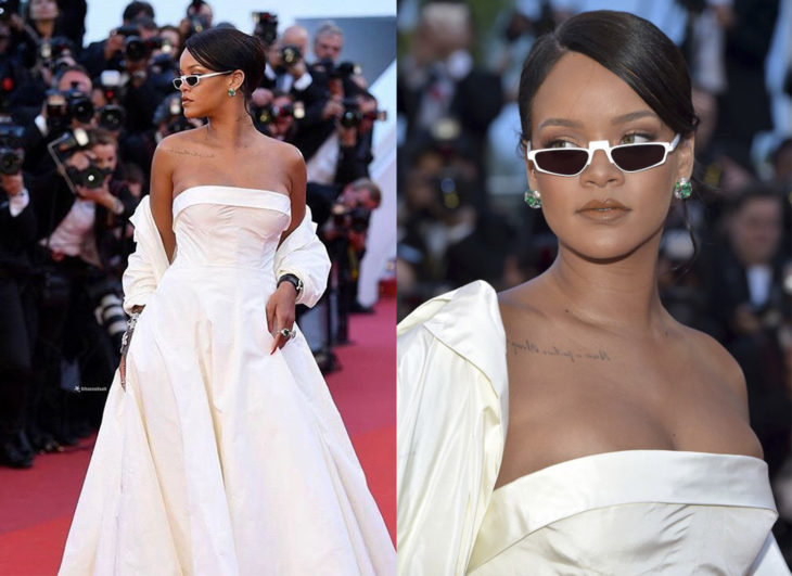 Rihanna usando unas gafas tyny en el festival de Canes 