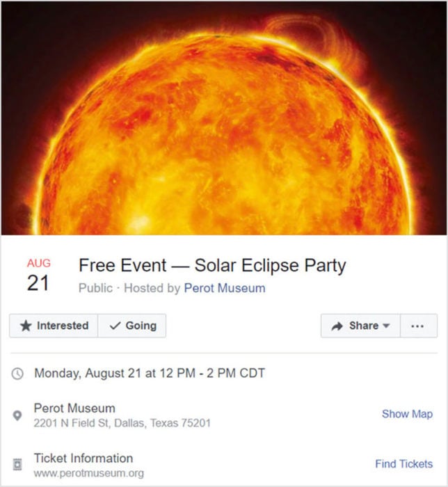 Invitación a evento de Facebook