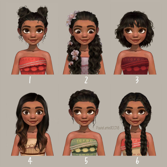 Moana y sus estilos de cabello