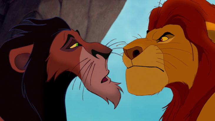 Scar y Mufasa de la película del rey león hablando 