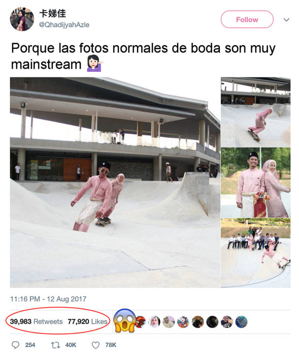 tuiter de novia patinadora