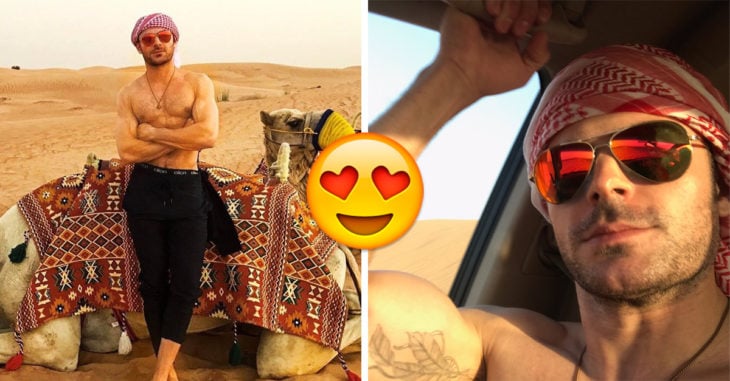 Zac Efron encendió el desierto de Dubái al pasearse sin camisa y mostrar su abdomen de acero