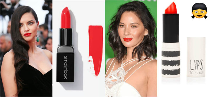 adriana lima olivia munn labial rojo para piel apiñonada fria