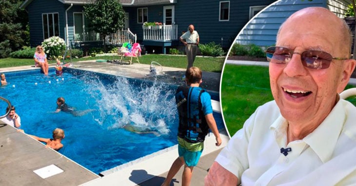 Este abuelo construyó una piscina en su patio para no sentirse solo luego de que falleciera su esposa