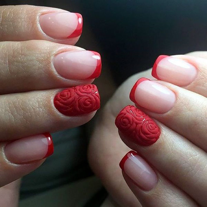 diseño de uñas color rojo 