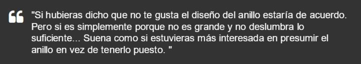 novia no le gusta su anillo