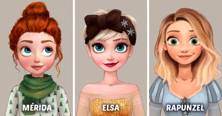 Las princesas de Disney usando peinados inspirados en Pinterest