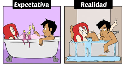 5 Divertidas ilustraciones que muestran la expectativa Vs la realidad de la vida en pareja