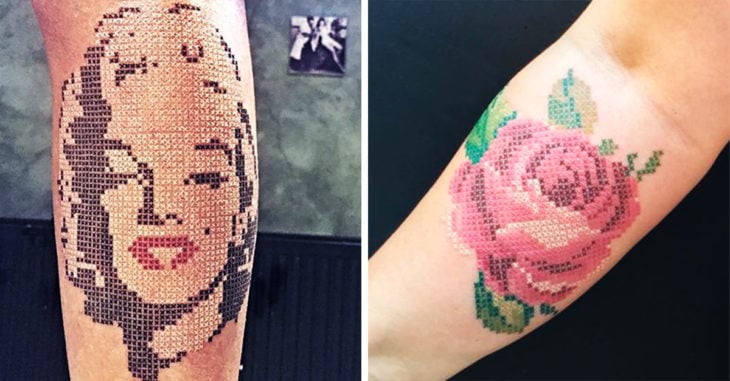 15 Diseños de tatuajes punto de cruz que lucen increíbles