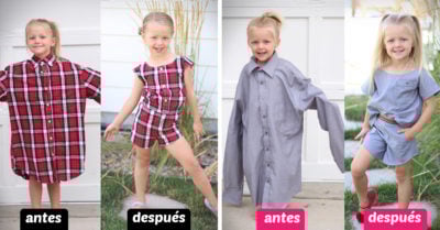 Recicla las camisas de su esposo y confecciona vestidos a su hija; el resultado es adorable