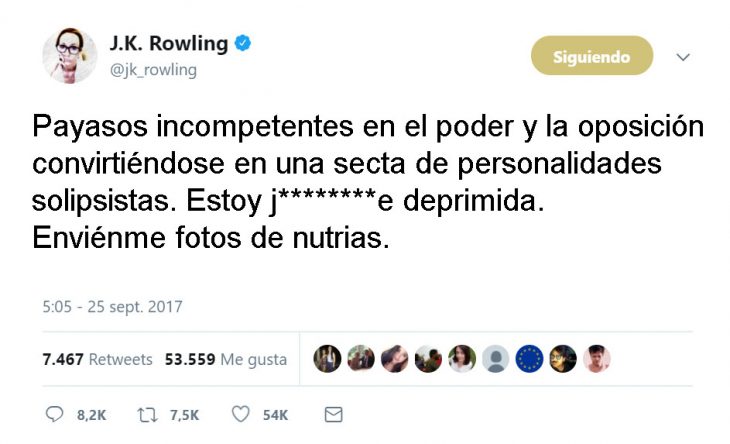 J.K. Rowling tweets and harry otter