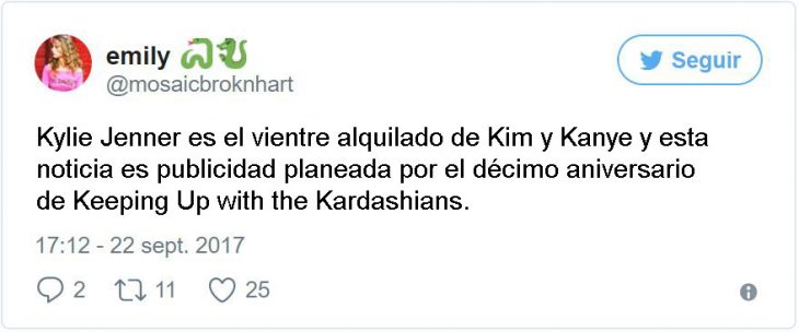 tuit sobre teoría de kylie vientre alquilado