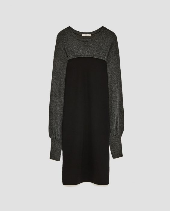 vestido suéter gris con negro