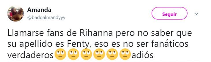 Comentarios en twwiter sobre el nombre real de Rihanna