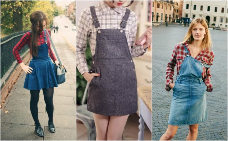  jumper dress con camisa de cuadros