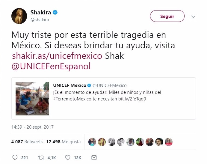 Tuit de Shakira 