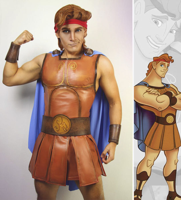 Chico disfrazado como Hercules 