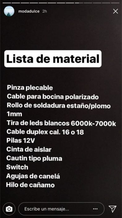 lista de materiales