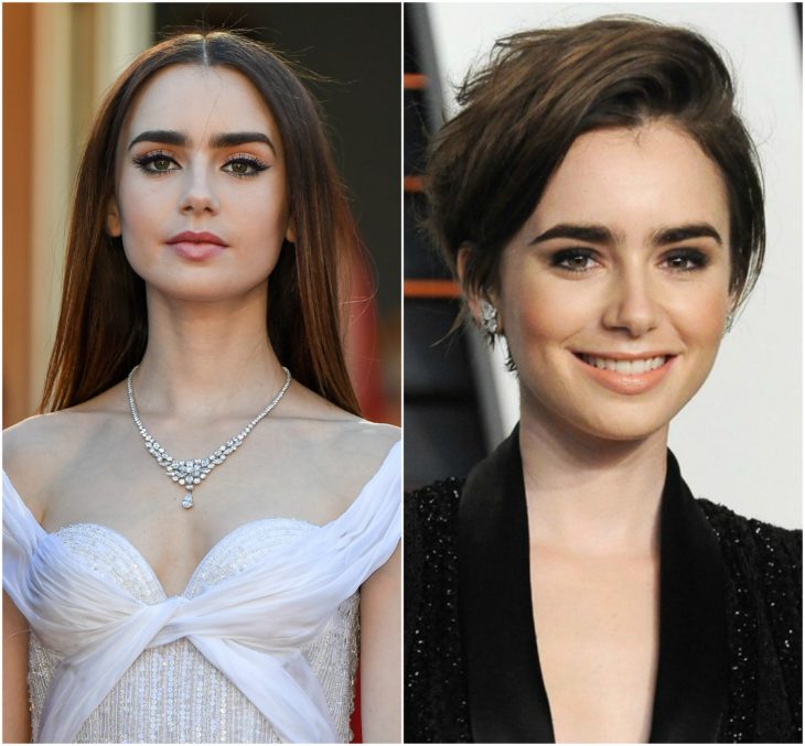 Lily Collins cabello largo vs corto